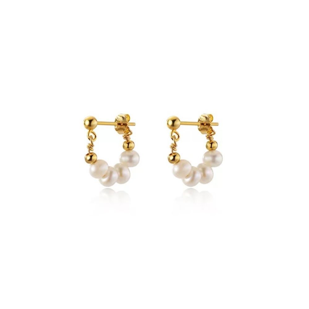 🌟Buy 1 Get 1 FREE Natural Freshwater Pearl vermeil hoop earrings gold silver - Picture 9 of 13
